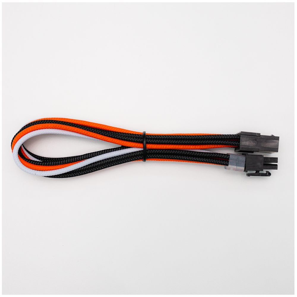 A large main feature product image of GamerChief Elite Series 8-Pin EPS 30cm Sleeved Extension Cable (Orange/White/Black)