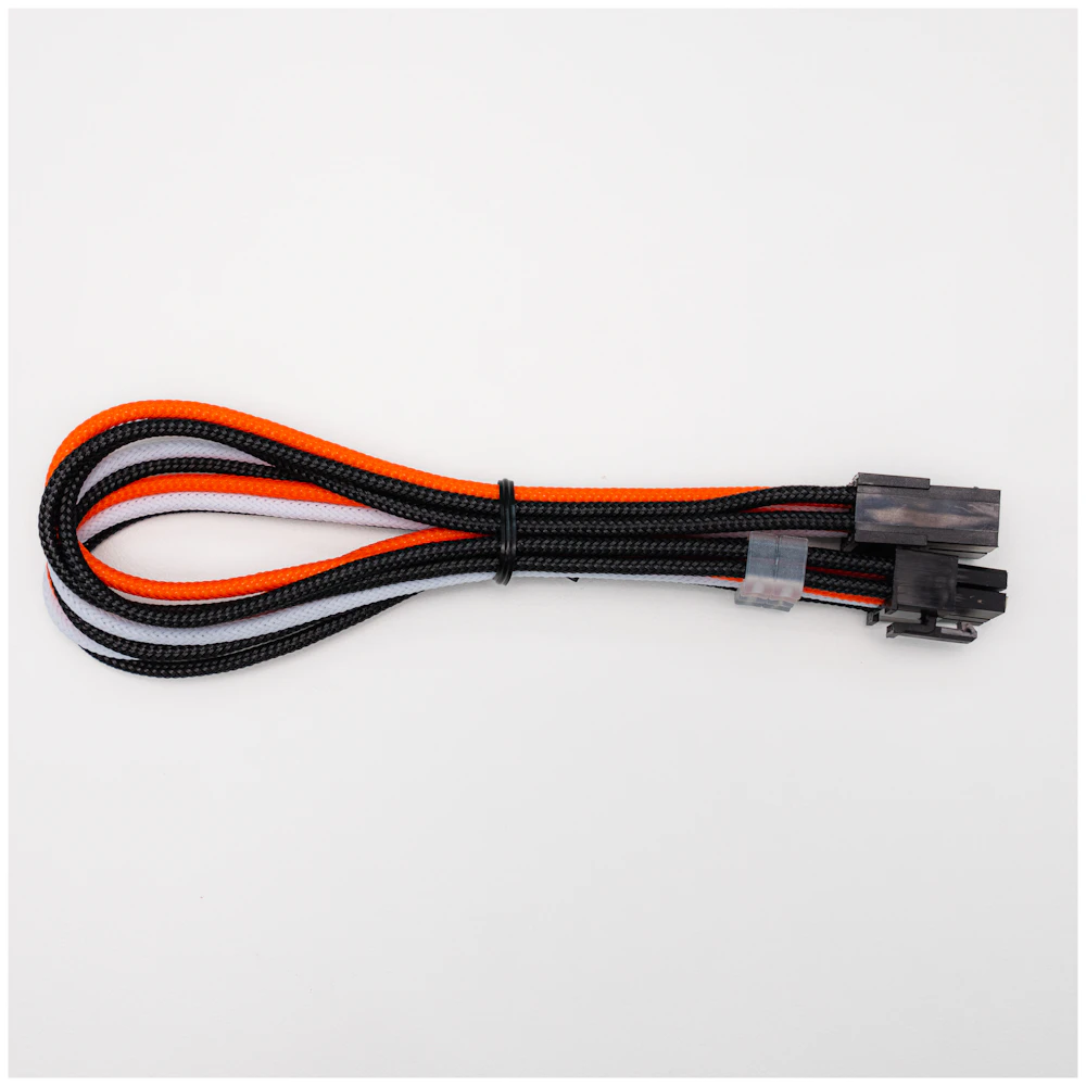 GamerChief Elite Series 8-Pin PCIe 30cm Sleeved Extension Cable (Orange/White/Black)