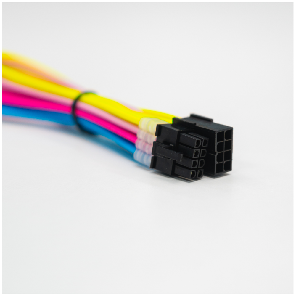 A large main feature product image of GamerChief Elite Series 8-Pin EPS 30cm Sleeved Extension Cable (Yellow / Light Pink / Pink / Blue / White)