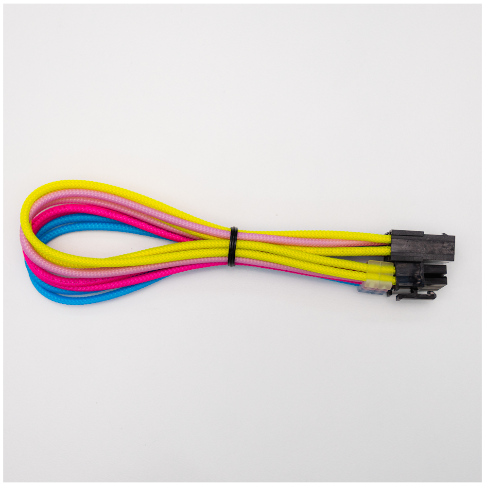 A large main feature product image of GamerChief Elite Series 8-Pin EPS 30cm Sleeved Extension Cable (Yellow / Light Pink / Pink / Blue / White)
