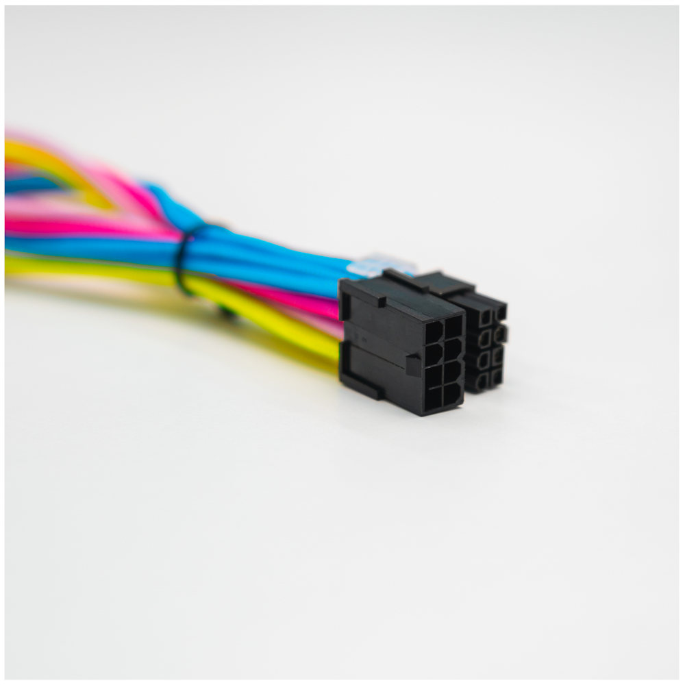 A large main feature product image of GamerChief Elite Series 8-Pin PCIe 30cm Sleeved Extension Cable (Yellow / Light Pink / Pink / Blue / White)