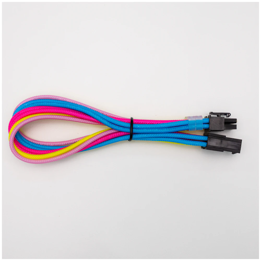 GamerChief Elite Series 8-Pin PCIe 30cm Sleeved Extension Cable (Yellow / Light Pink / Pink / Blue / White)