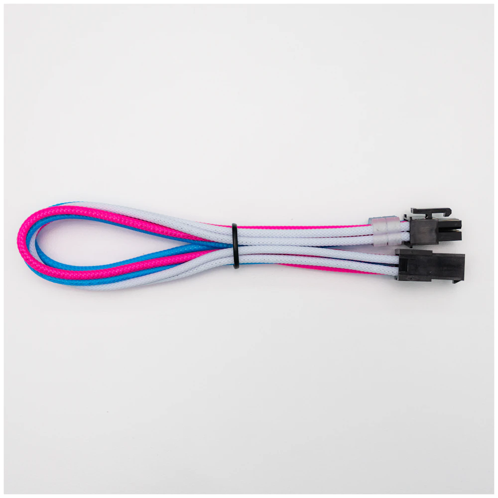GamerChief Elite Series 6-Pin PCIe 30cm Sleeved Extension Cable ( Pink / Blue / White)