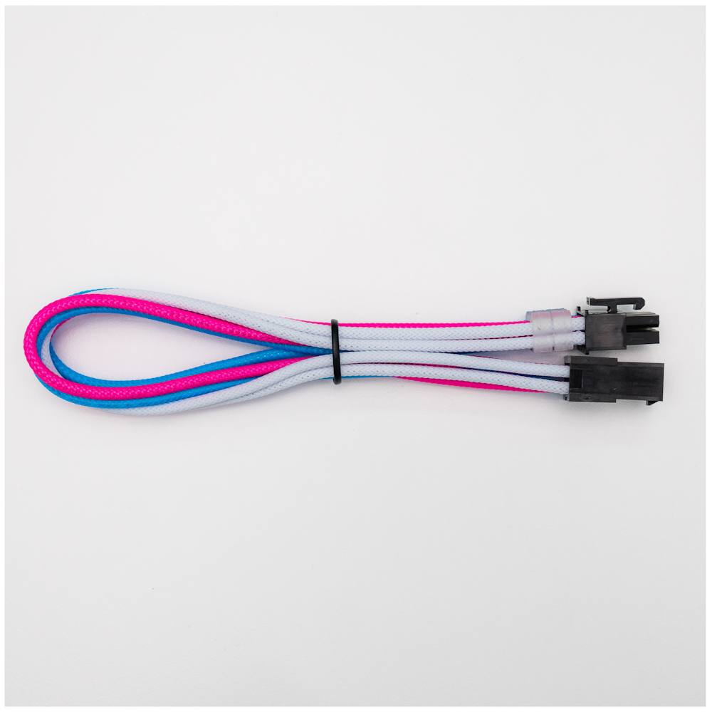 A large main feature product image of GamerChief Elite Series 6-Pin PCIe 30cm Sleeved Extension Cable ( Pink / Blue / White)