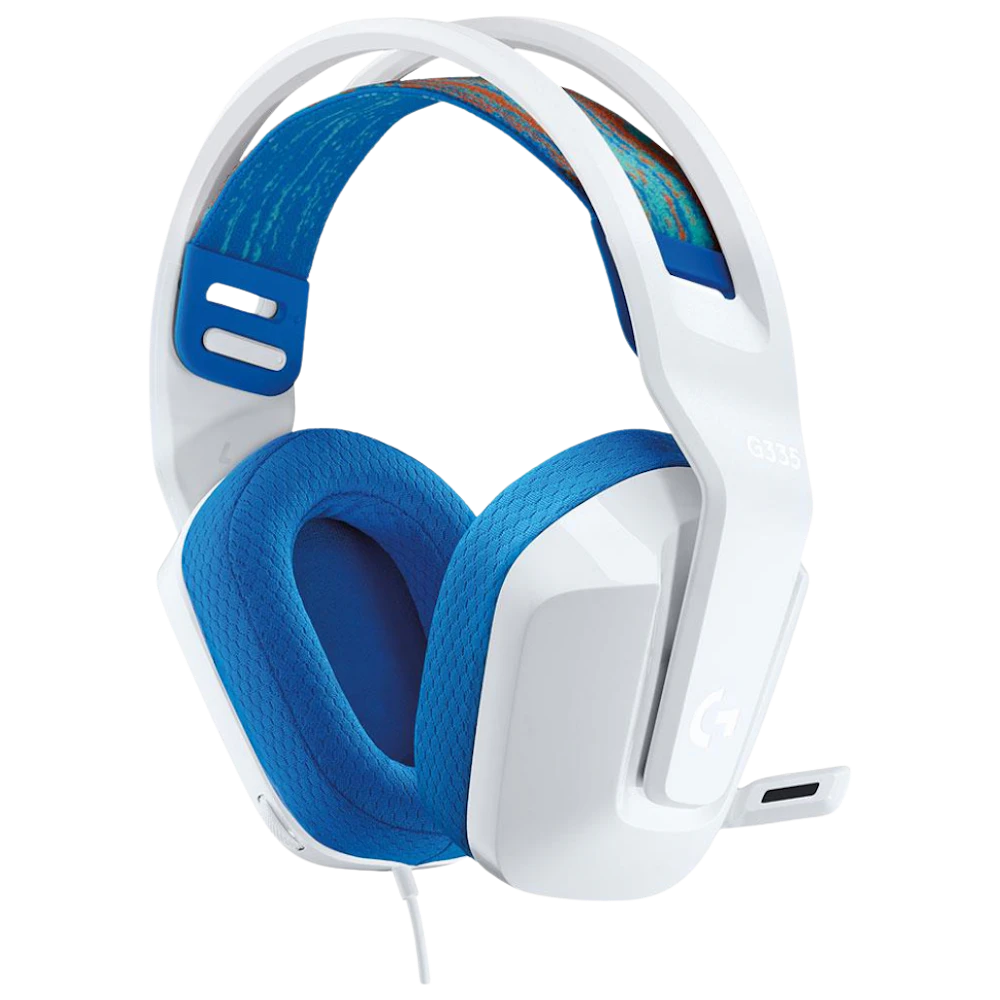 A large main feature product image of Logitech G335 Wired Gaming Headset (White)