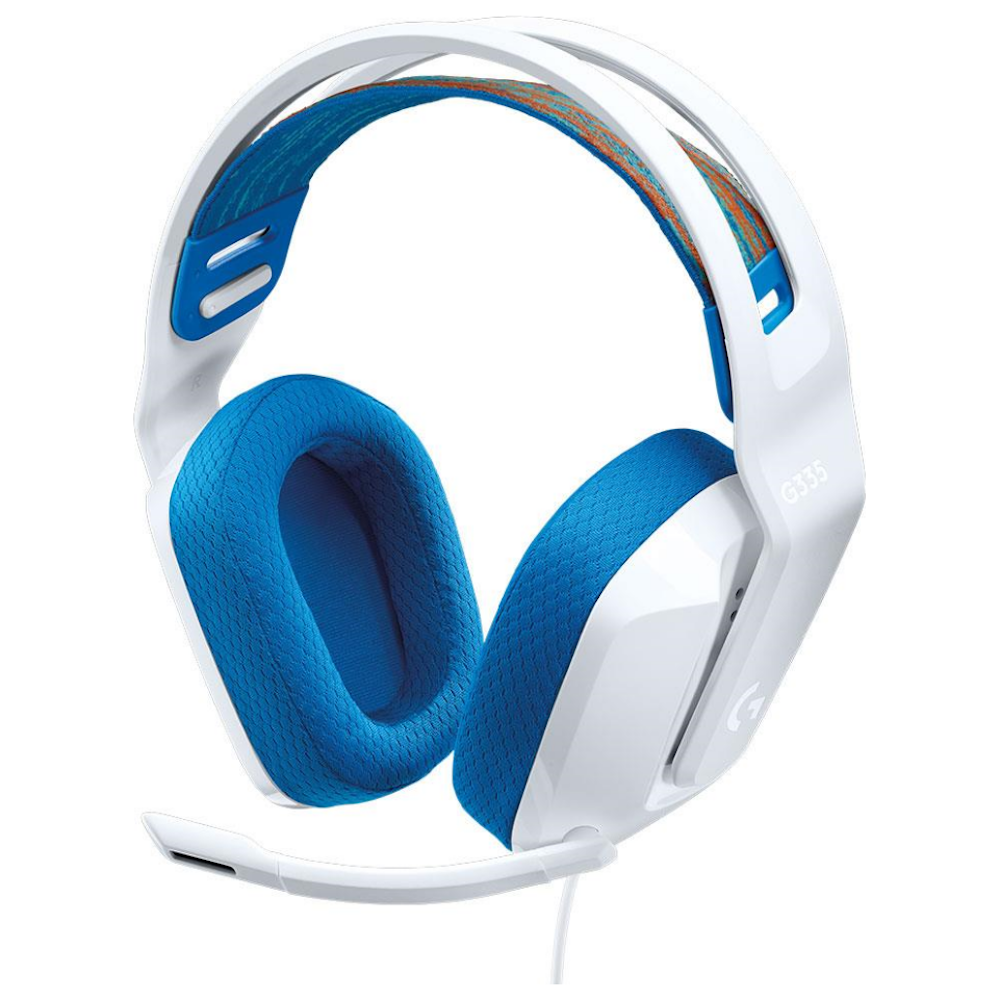 A large main feature product image of Logitech G335 Wired Gaming Headset - White