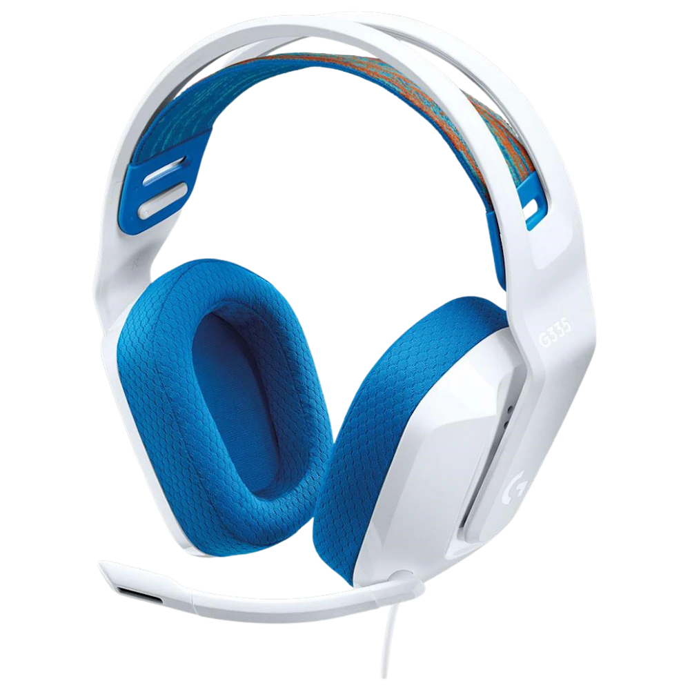 A large main feature product image of Logitech G335 Wired Gaming Headset (White)