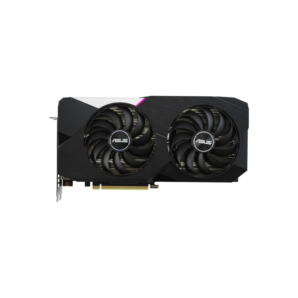 A large main feature product image of ASUS GeForce RTX 3060 Ti Dual OC LHR 8GB GDDR6
