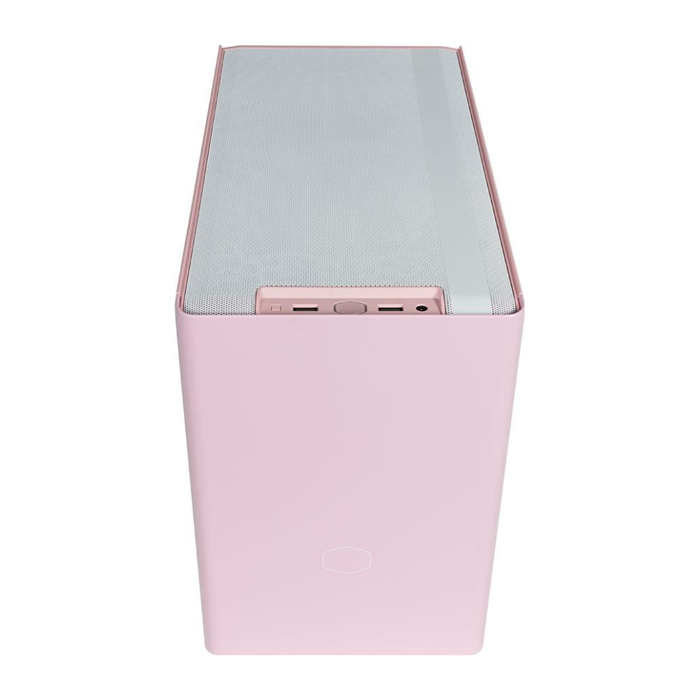 A large main feature product image of Cooler Master MasterBox NR200P mITX Case - Flamingo Pink