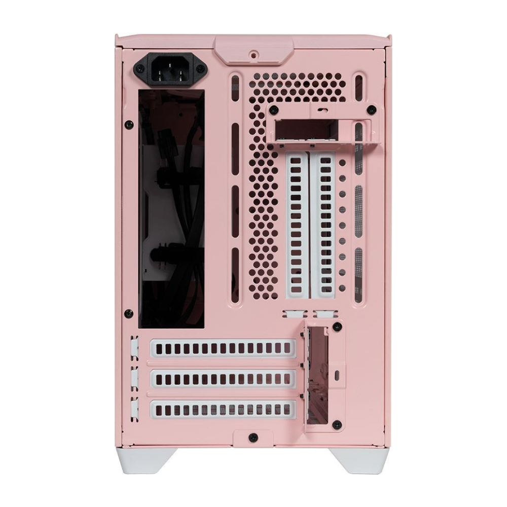 A large main feature product image of Cooler Master MasterBox NR200P mITX Case - Flamingo Pink