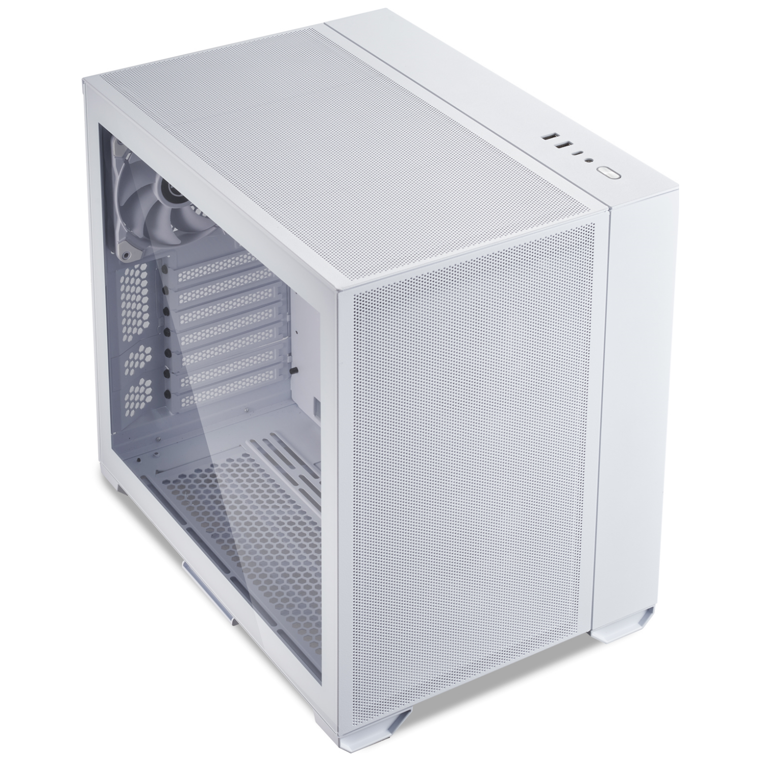 A large main feature product image of Lian Li O11 Air Mini - Compact Mid Tower ATX Case (White)