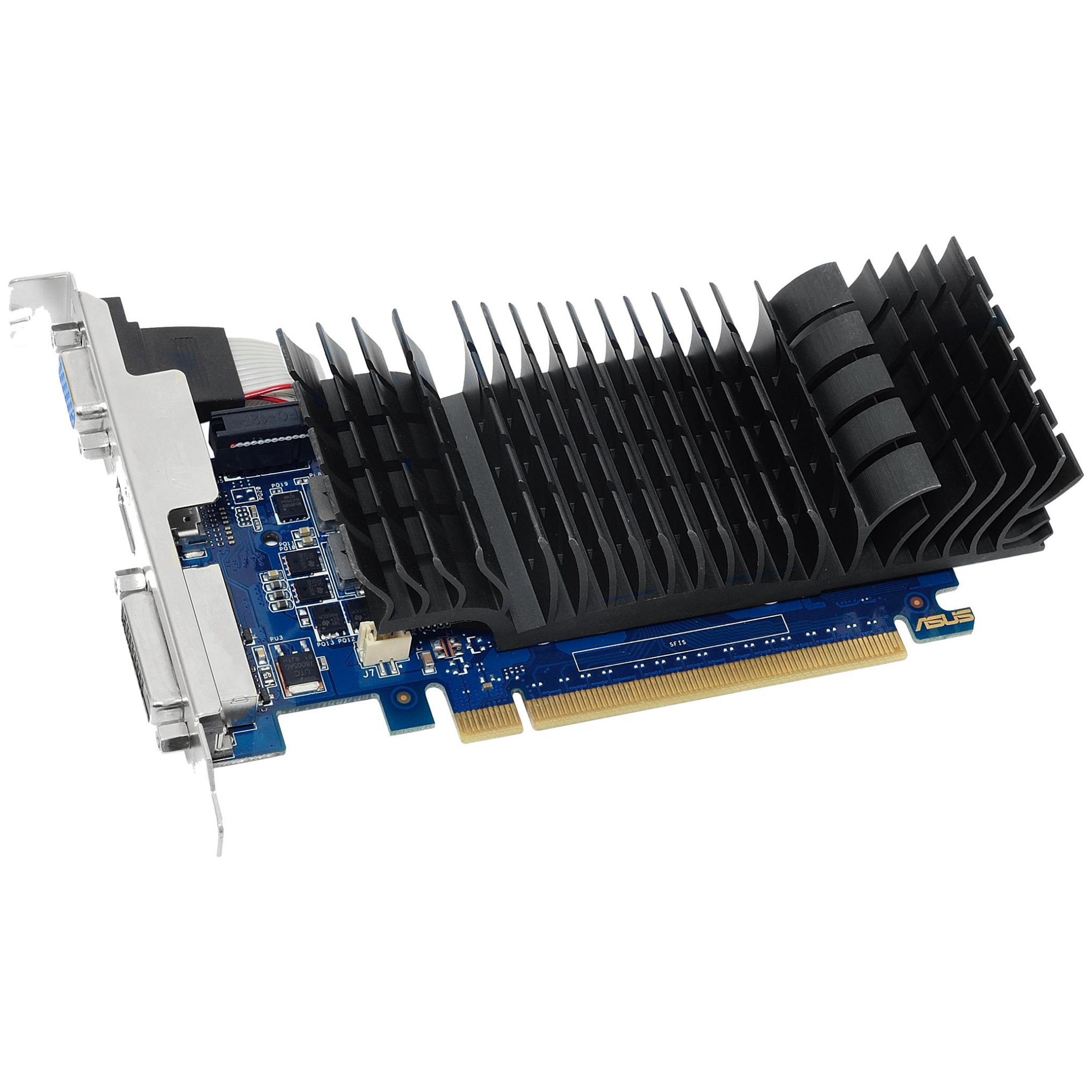 A large main feature product image of ASUS GeForce GT 730 2GB GDDR5