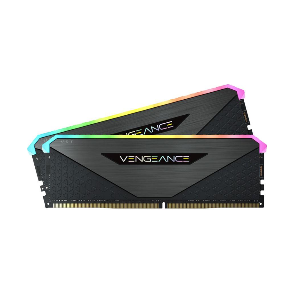 A large main feature product image of Corsair 32GB Kit (2x16GB) DDR4 Vengeance RGB RT C16 3600MHz - Black