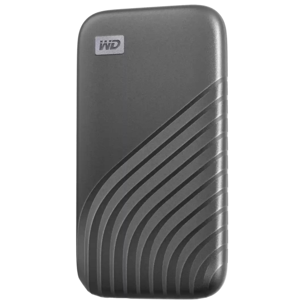 A large main feature product image of WD My Passport Portable SSD -  1TB Grey