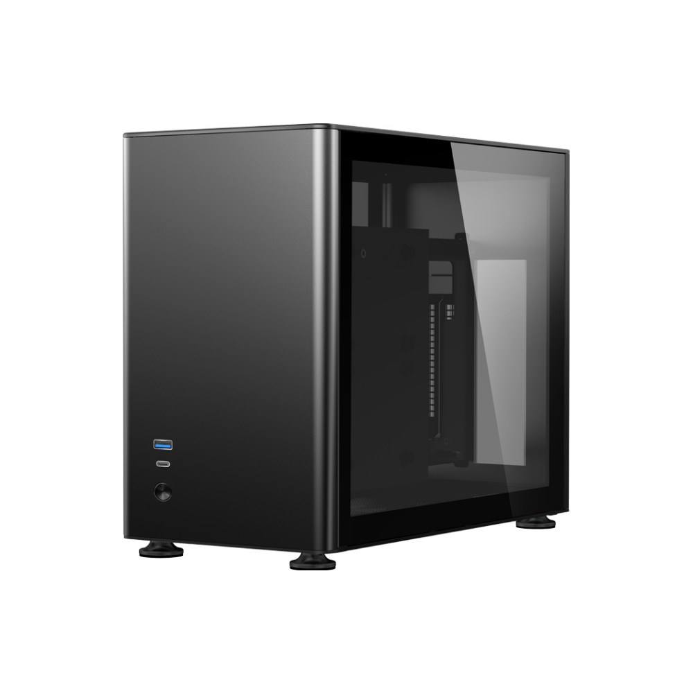 A large main feature product image of Jonsbo A4 Black mITX Case w/Tempered Glass Side Panel