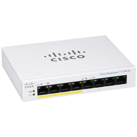 Cisco CBS110 Unmanaged 8 Port Gigabit Partial PoE Desktop Switch