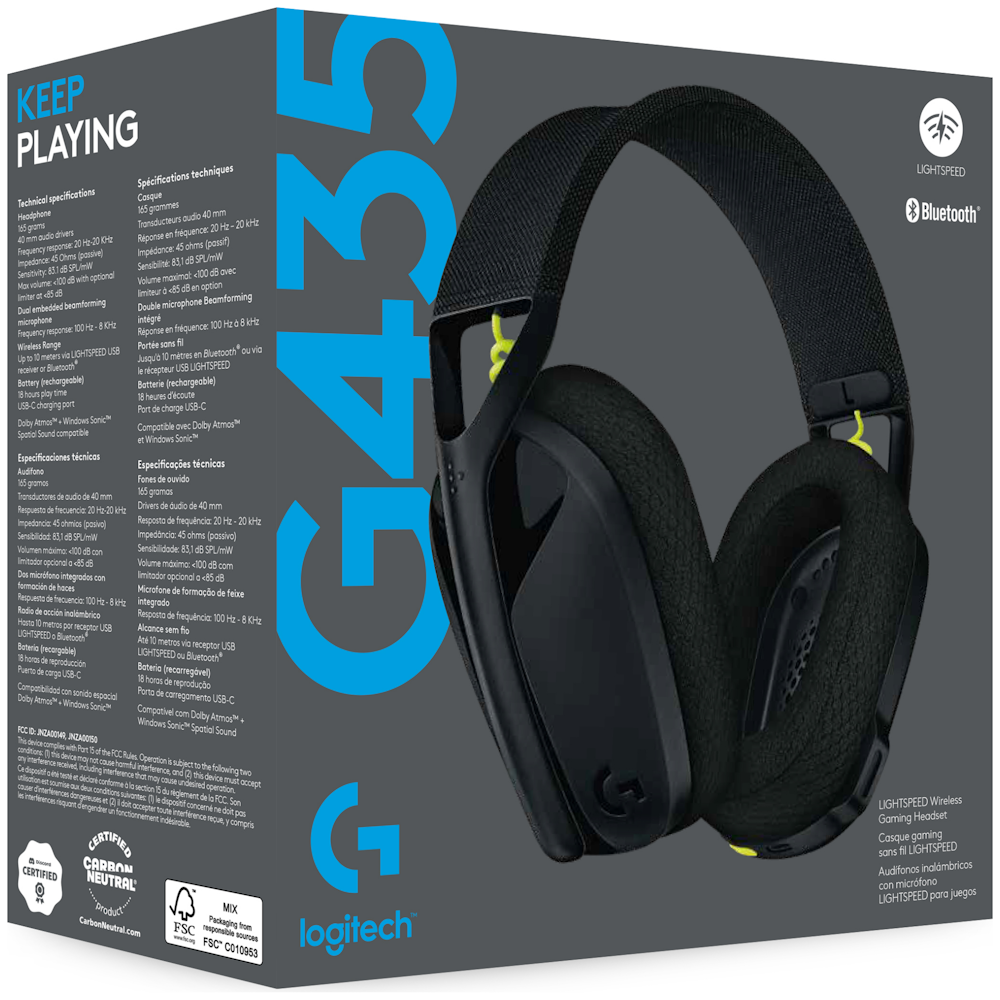 A large main feature product image of Logitech G435 LIGHTSPEED Wireless Gaming Headset - Black