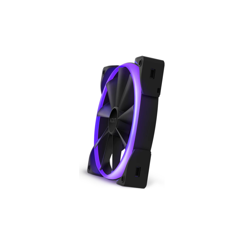 A large main feature product image of NZXT Aer RGB 2 - 140mm Twin Pack - Black