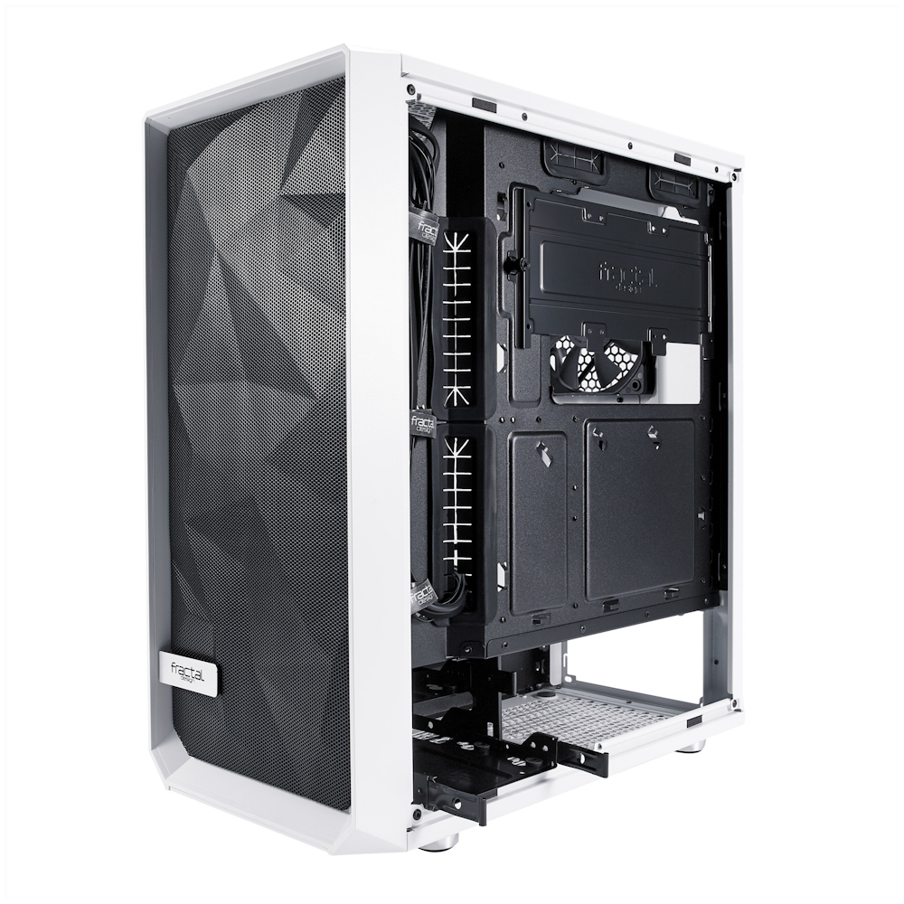 A large main feature product image of Fractal Design Meshify C TG Clear Tint Mid Tower Case - White