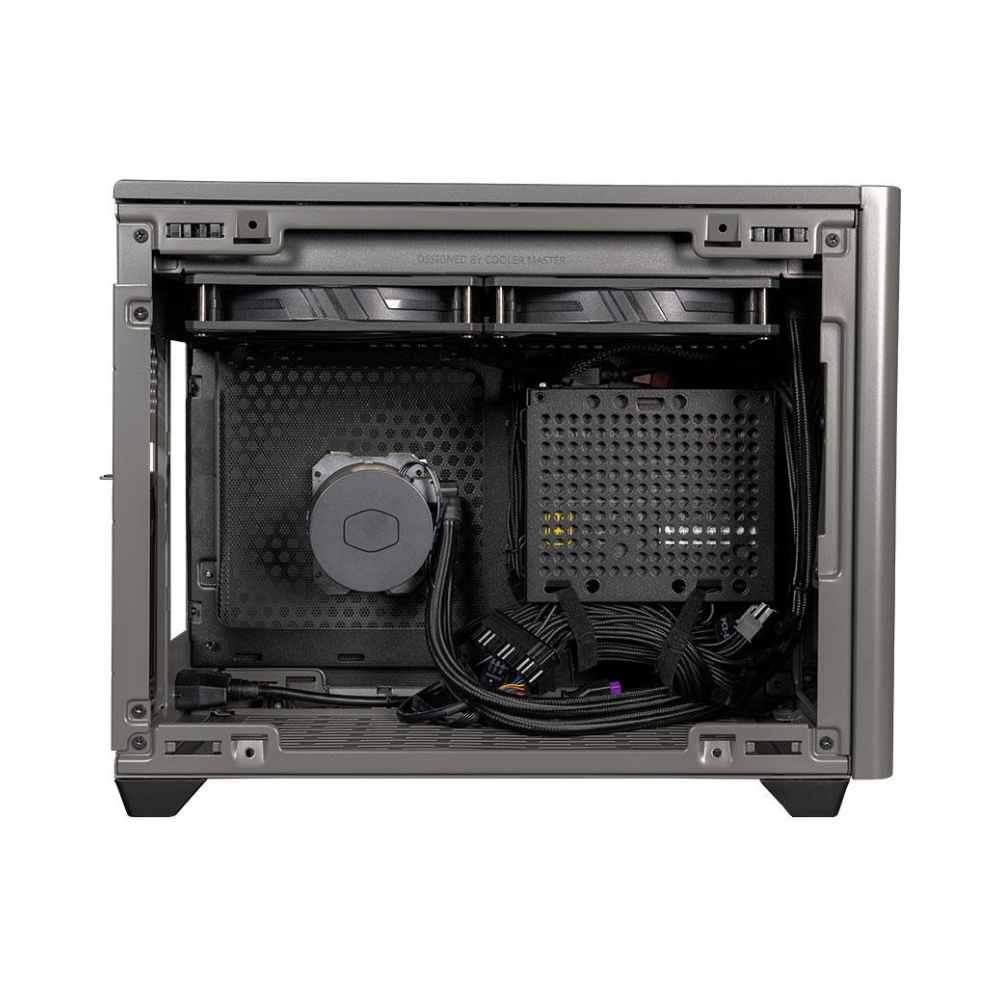 A large main feature product image of Cooler Master MasterBox NR200P Max Black mITX Case