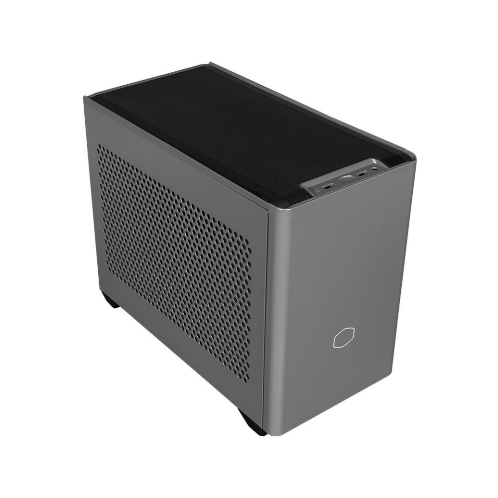 A large main feature product image of Cooler Master MasterBox NR200P Max Black mITX Case