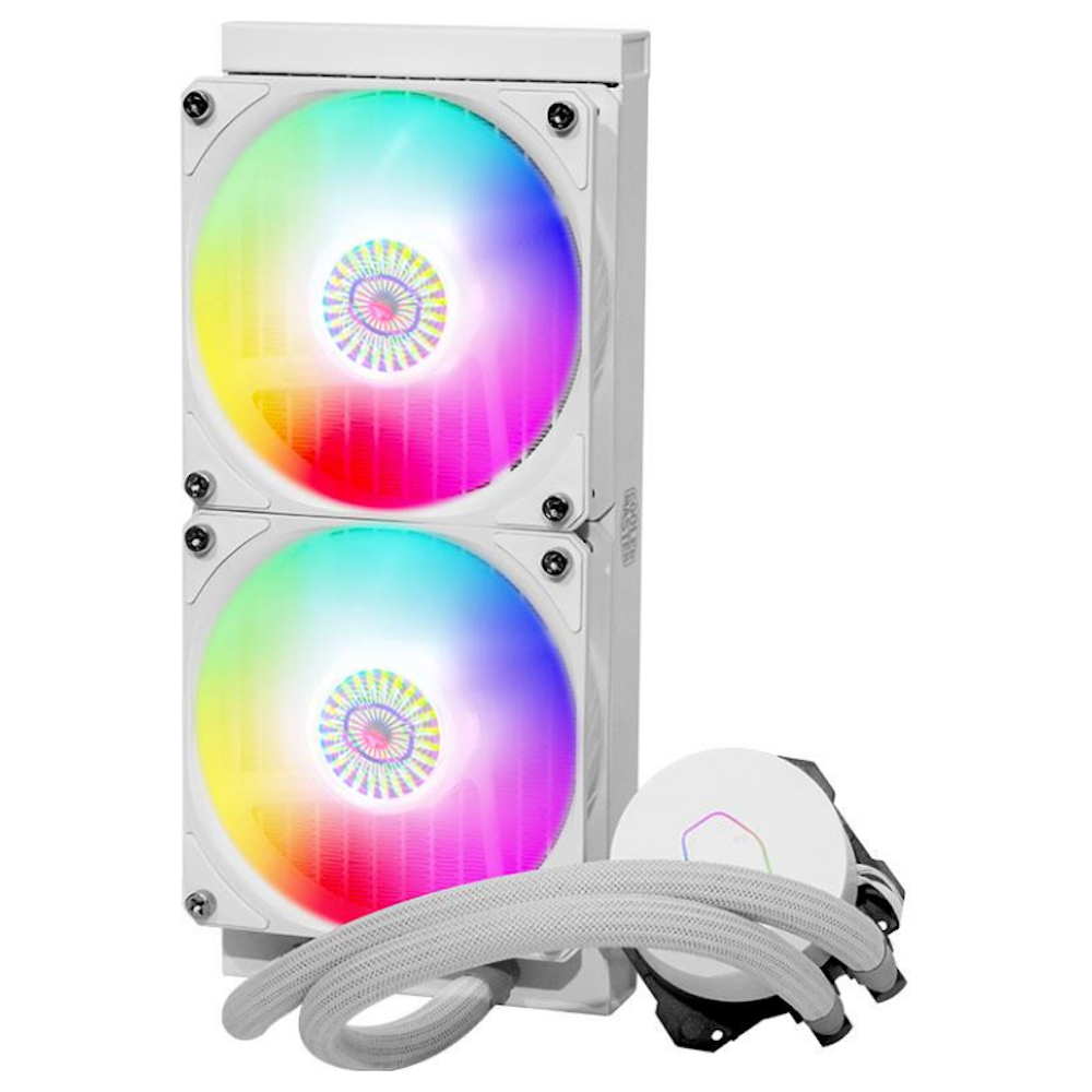 A large main feature product image of Cooler Master MasterLiquid ML240L ARGB V2 White Edition 240mm AIO Liquid Cooler