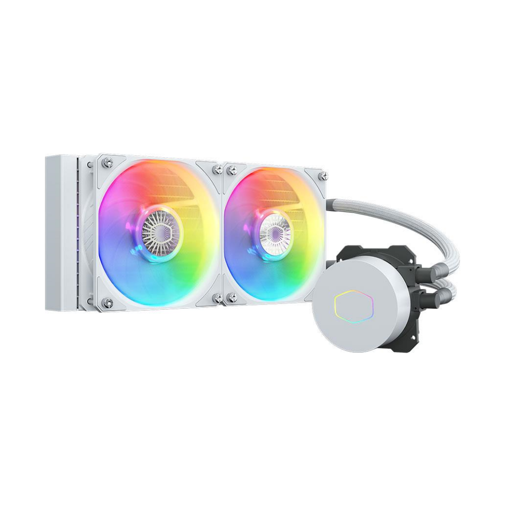 A large main feature product image of Cooler Master MasterLiquid ML240L ARGB V2 White Edition 240mm AIO Liquid Cooler