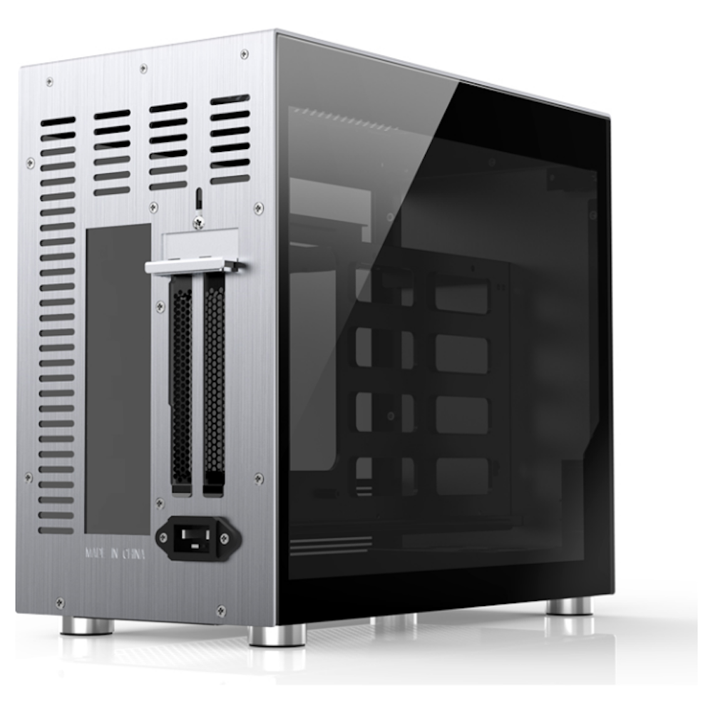 A large main feature product image of Jonsbo V10 Tempered Glass SFF Tower Case Silver