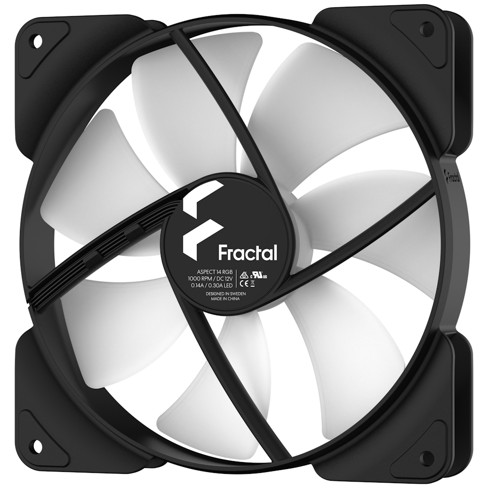 A large main feature product image of Fractal Design Aspect 14 RGB 140mm Fan Black 3-Pack