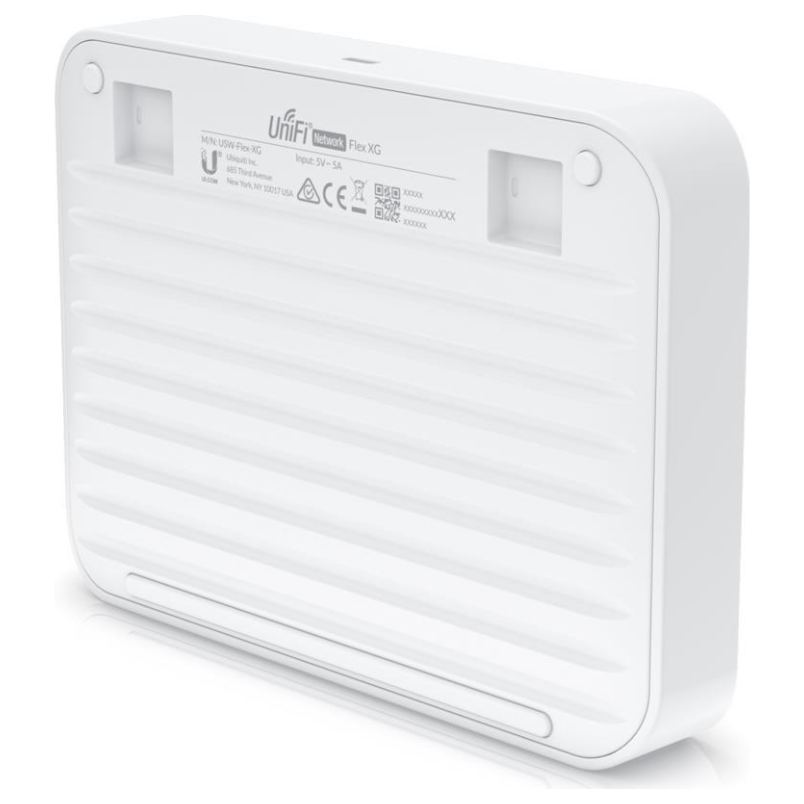 A large main feature product image of Ubiquiti UniFi Flex XG 5-Port Layer 2 10GbE Switch
