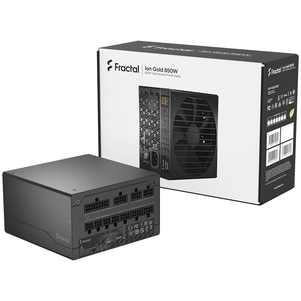A large main feature product image of Fractal Design Ion 850W Gold ATX Modular PSU