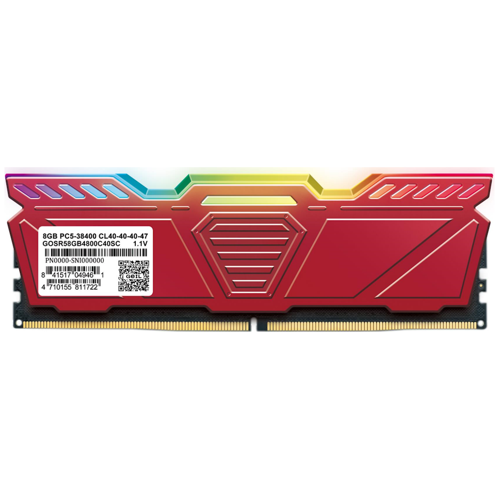 A large main feature product image of GeIL 32GB Kit (2x16GB) DDR5 Polaris Red RGB C40 4800MHz