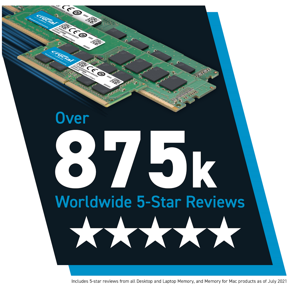 A large main feature product image of Crucial 4GB Single (1x4GB) DDR4 SO-DIMM C19 2666MHz