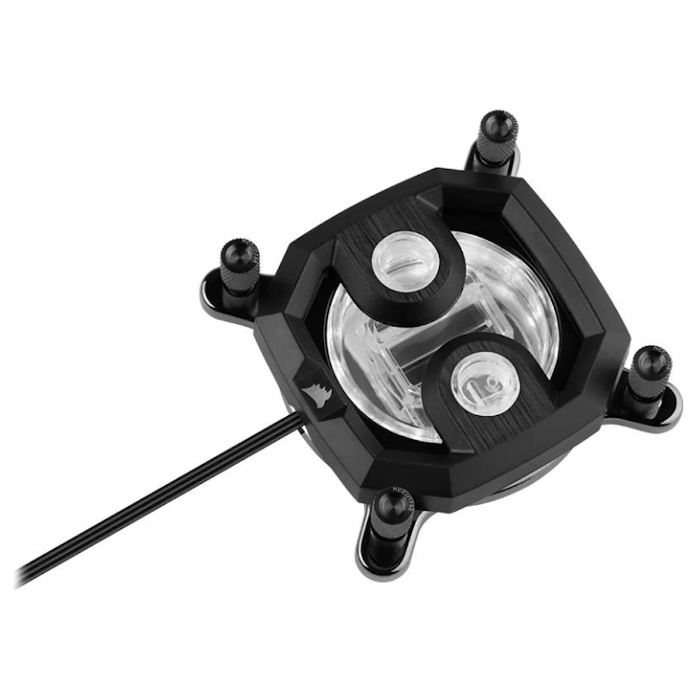 A large main feature product image of Corsair Hydro X Series XC7 RGB PRO CPU Water Block (1700/1200/AM5/AM4) — Black
