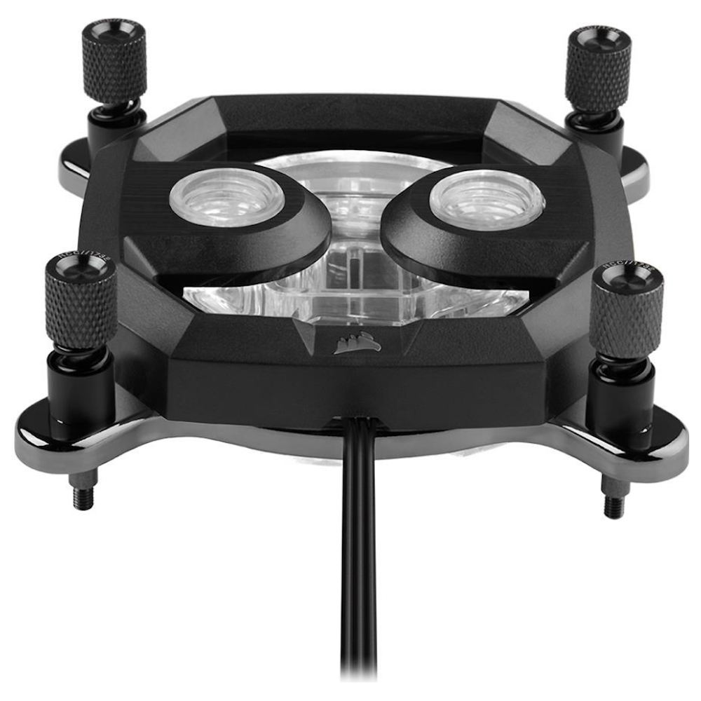 A large main feature product image of Corsair Hydro X Series XC7 RGB PRO CPU Water Block (1700/1200/AM5/AM4) — Black