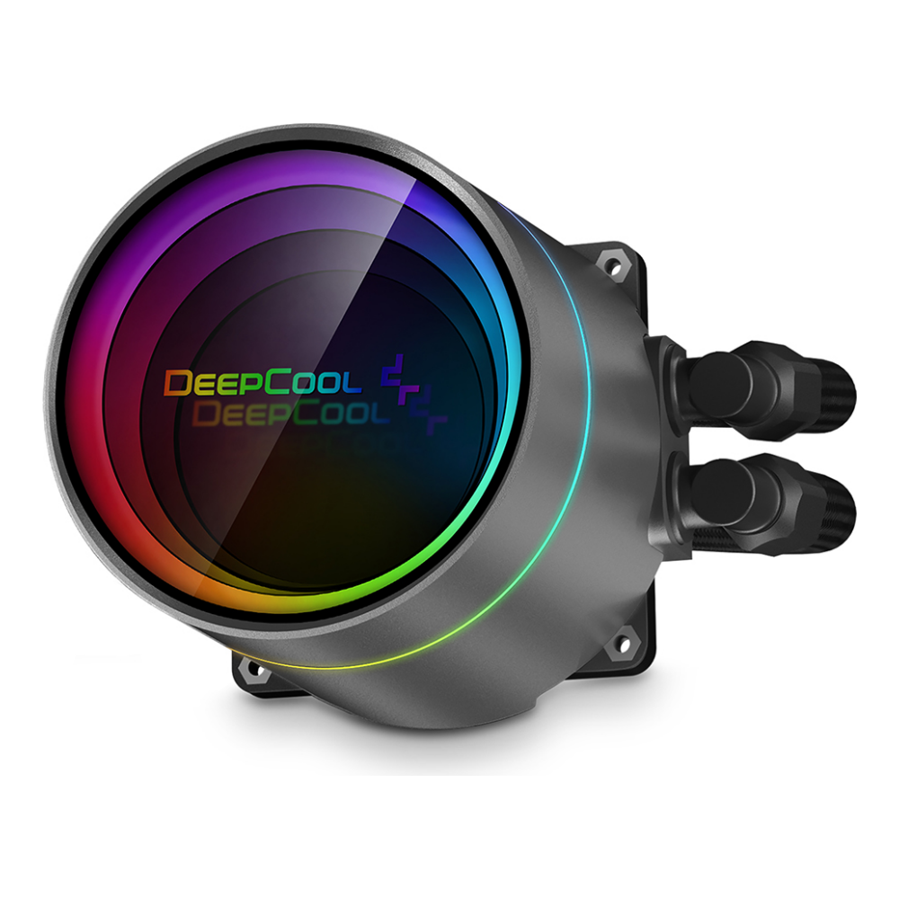A large main feature product image of Deepcool Castle 360EX A-RGB 360mm AIO CPU Cooler - Black