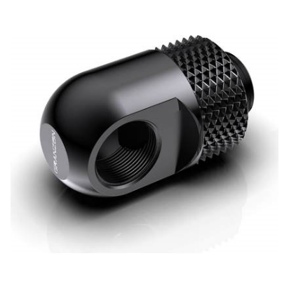 A large main feature product image of Bykski Granzon GD-90 G1/4" Male to Female 90 Degree Rotary Elbow Fitting (Black)