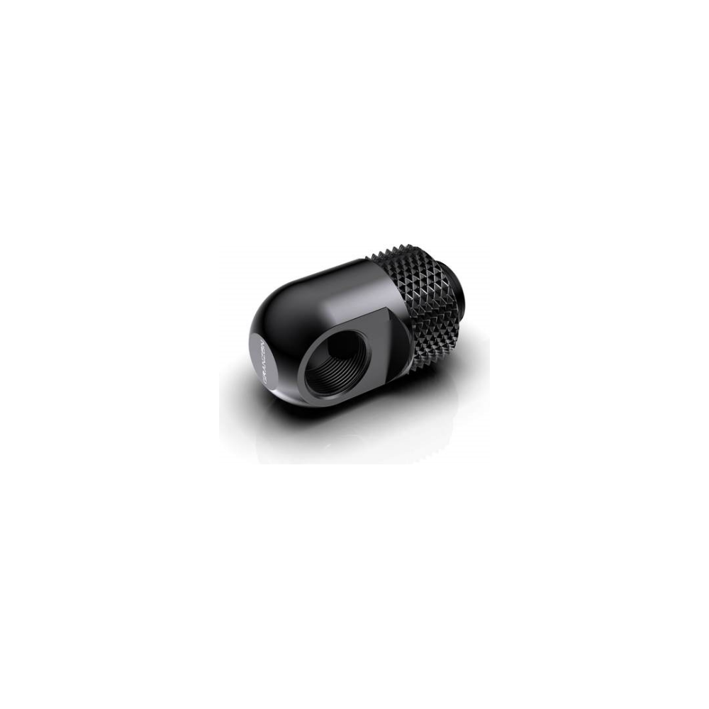 A large main feature product image of Bykski GD-90 Granzon G 1/4in. Male to Female 90 Degree Rotary Elbow Fitting Black