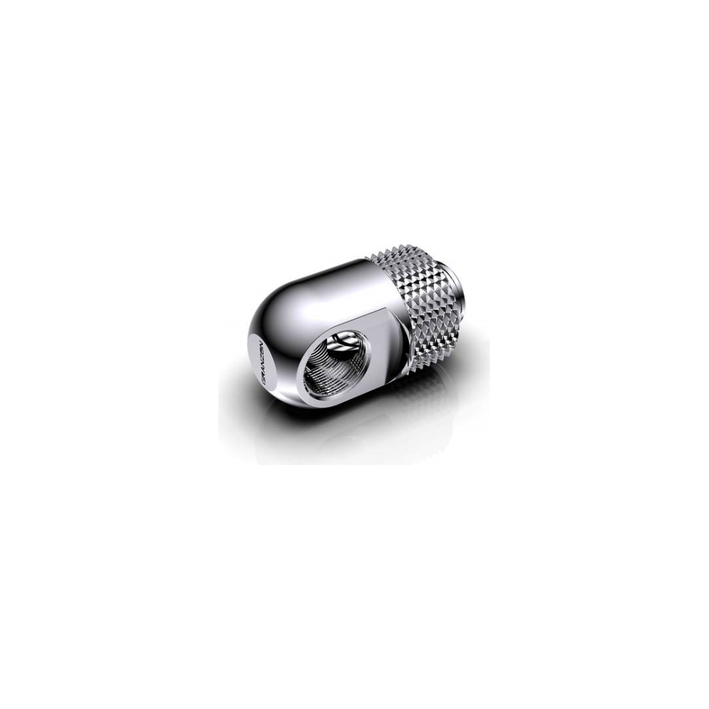 A large main feature product image of Bykski GD-90 Granzon G 1/4in. Male to Female 90 Degree Rotary Elbow Fitting Silver