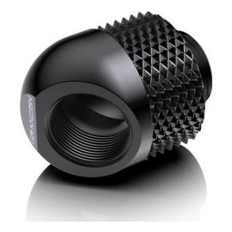 A large main feature product image of Bykski Granzon GD-45 G1/4" Male to Female 45 Degree Rotary Elbow Fitting (Black)