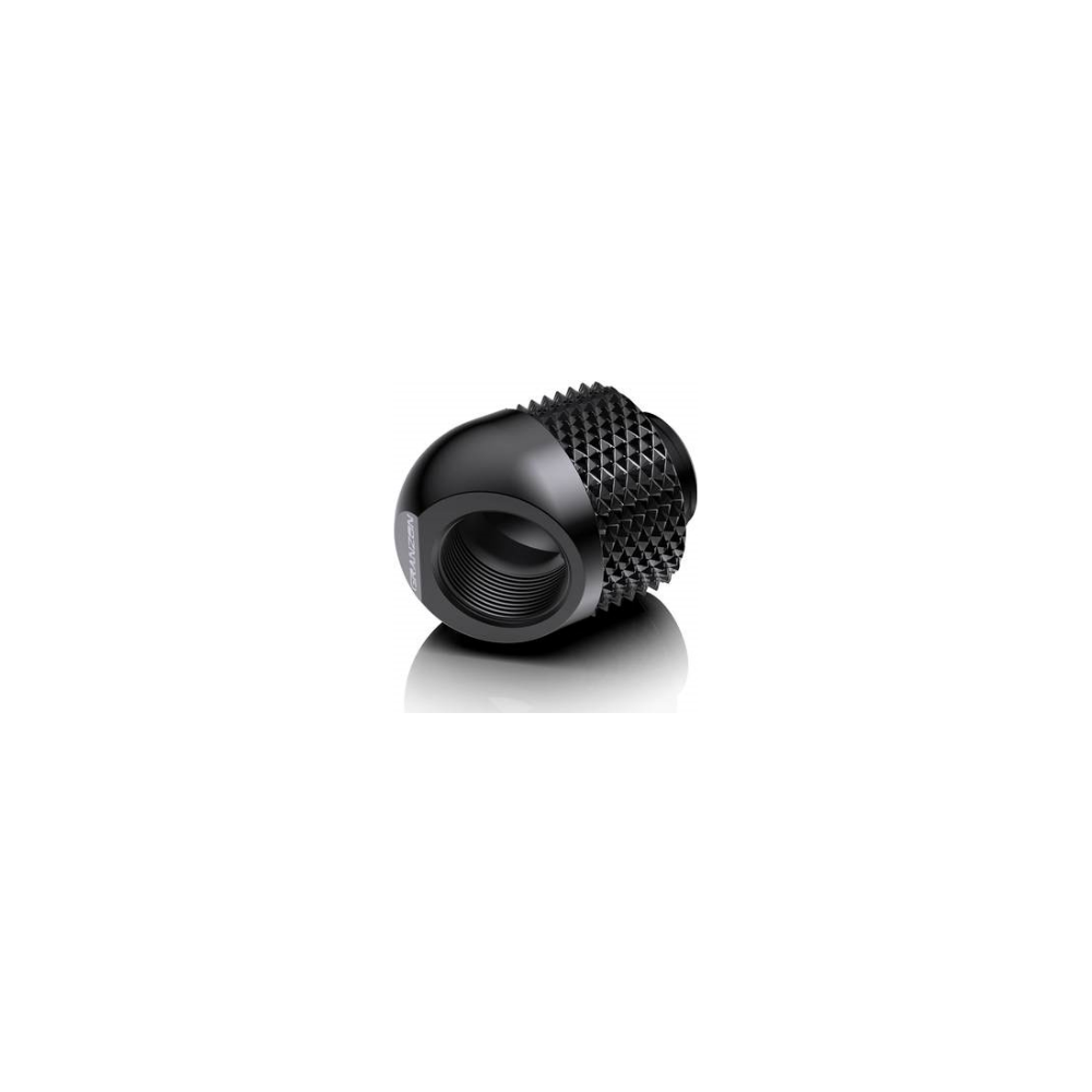 A large main feature product image of Bykski Granzon GD-45 G 1/4in. Male to Female 45 Degrees Rotary Elbow Fitting Black