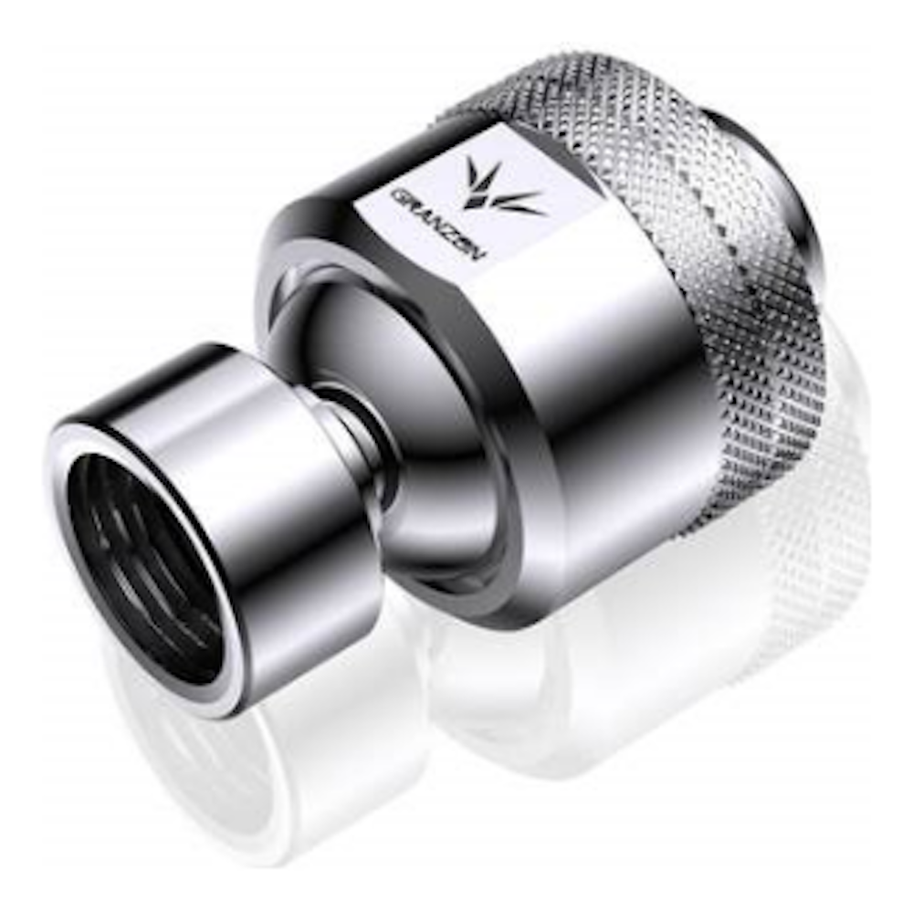 A large main feature product image of Bykski GD-X Granzon G 1/4in. Male to Female Multi Directional Free Rotary Elbow Fitting Silver