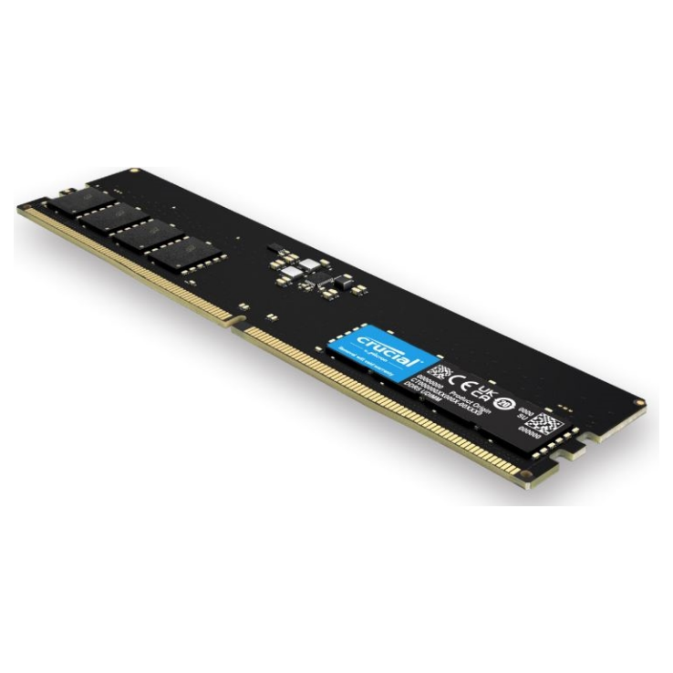 A large main feature product image of Crucial 32GB Single (1x32GB) DDR5-4800 C40