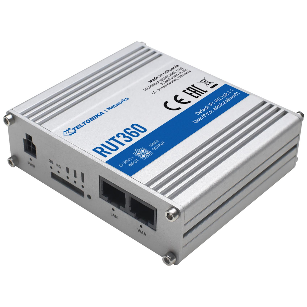 A large main feature product image of Teltonika RUT360 LTE Industrial Router