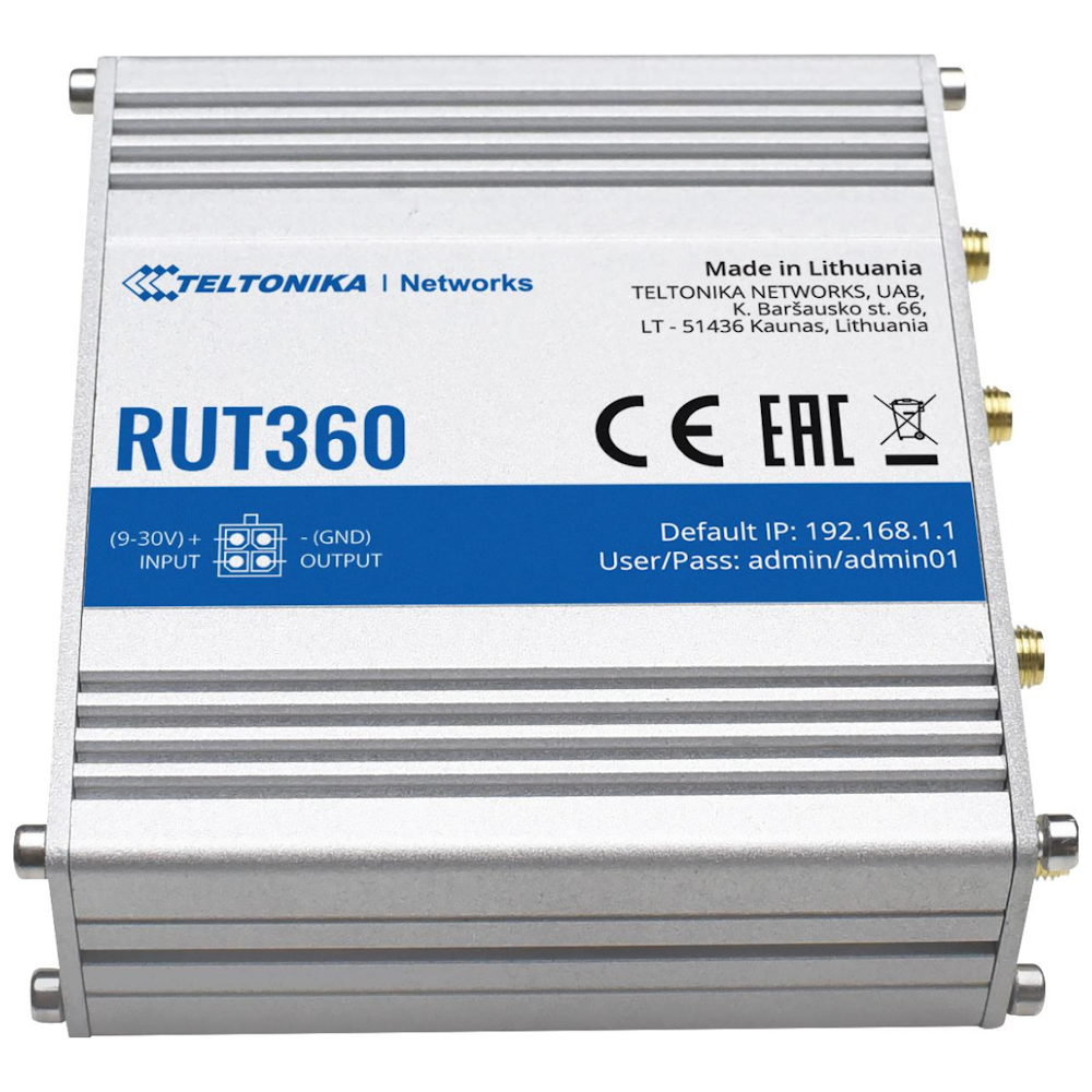 A large main feature product image of Teltonika RUT360 LTE Industrial Router