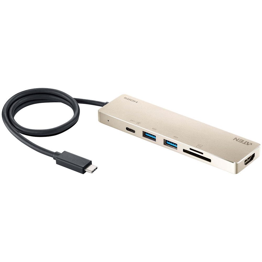 A large main feature product image of ATEN USB-C Multiport Mini Dock with Power Pass-Through