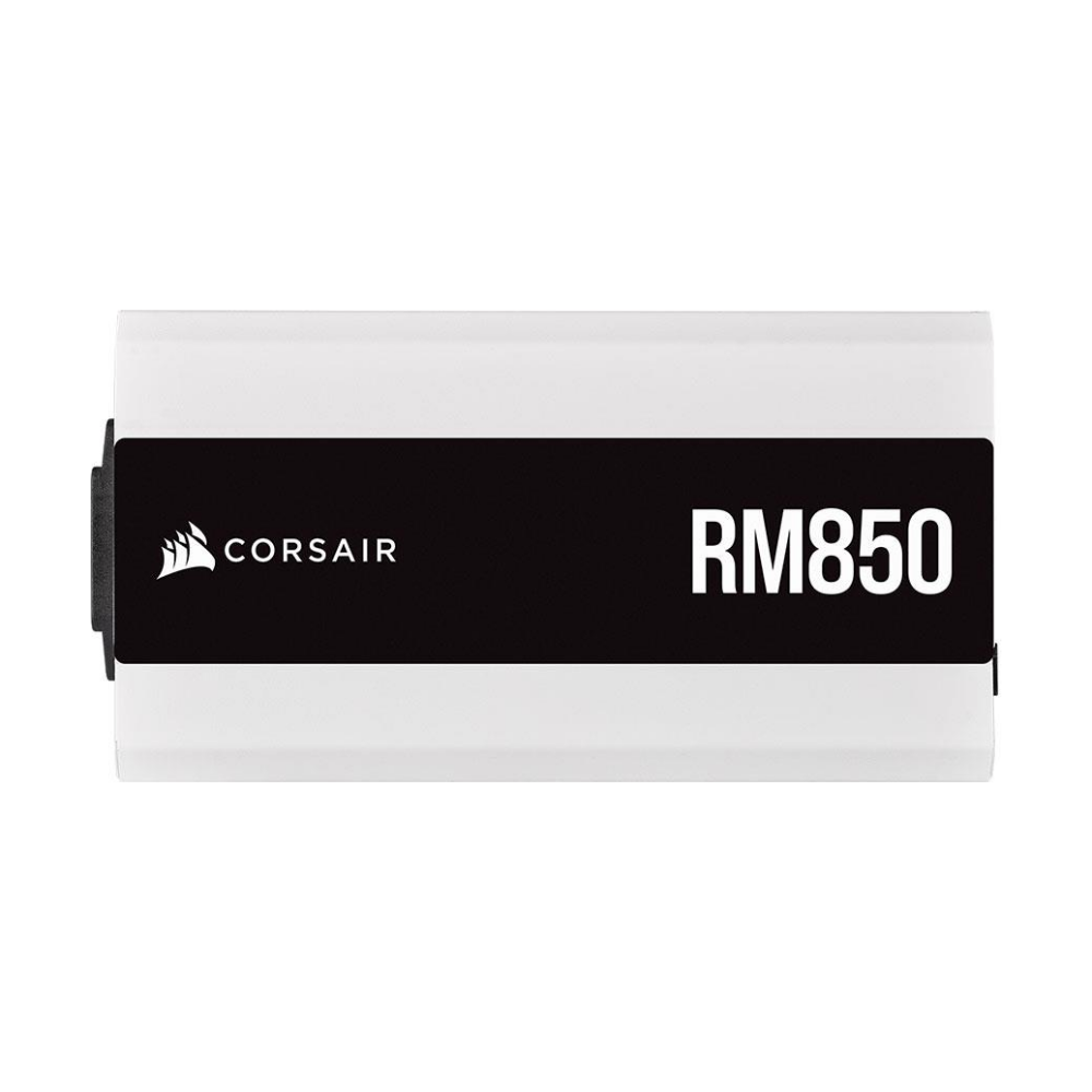 A large main feature product image of Corsair RM850 2021 850W Gold ATX Modular PSU - White