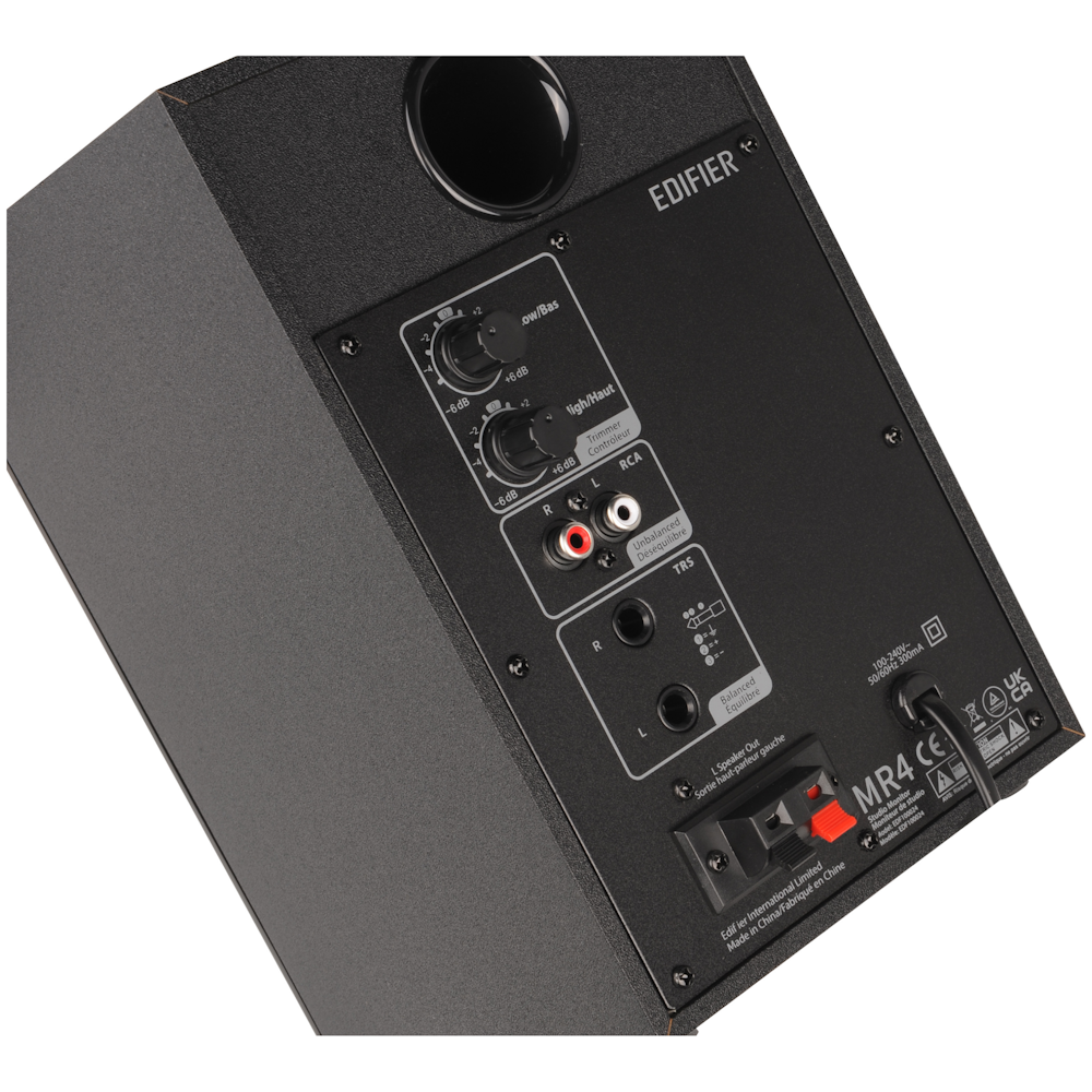 A large main feature product image of Edifier MR4 Powered Studio Monitor Speakers (Black)