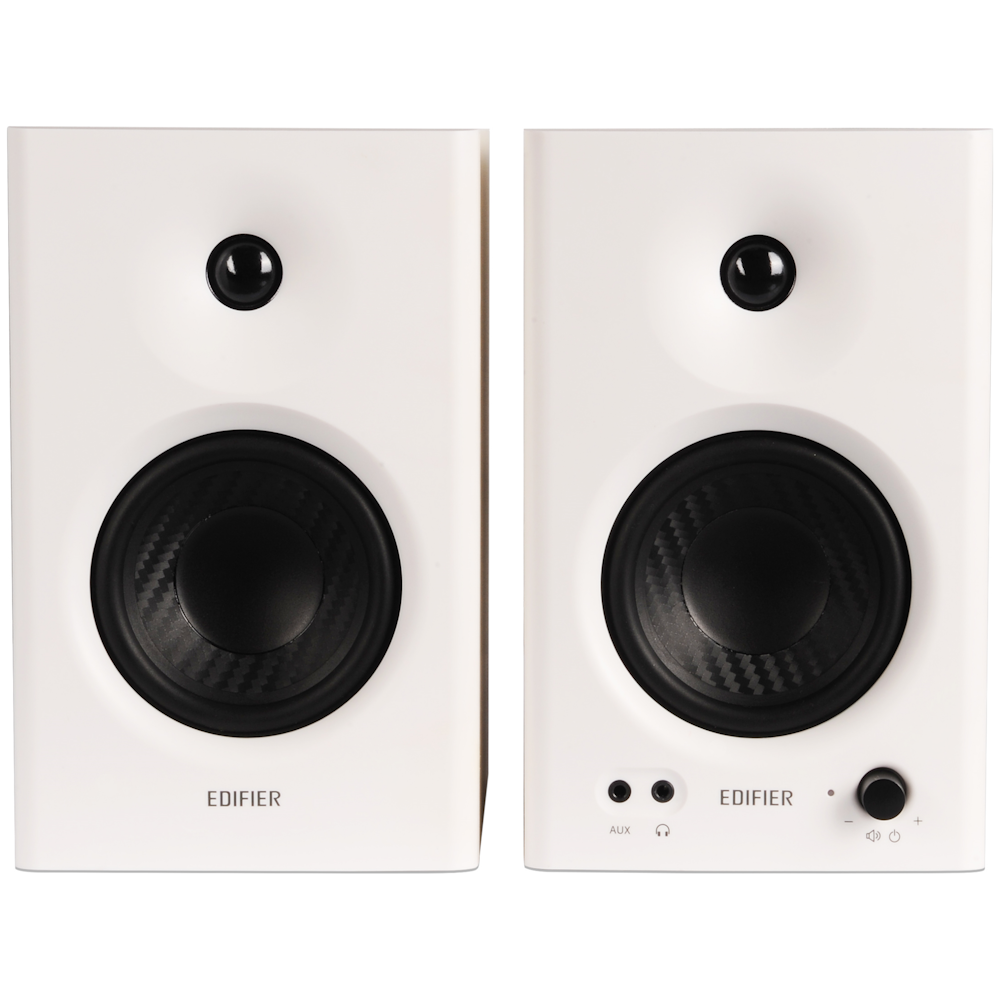 A large main feature product image of Edifier MR4 2.0 Studio Monitors - White