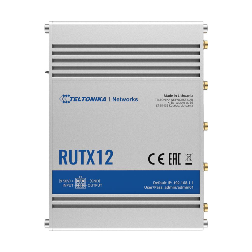 A large main feature product image of Teltonika RUTX12 Dual LTE CAT6 Router